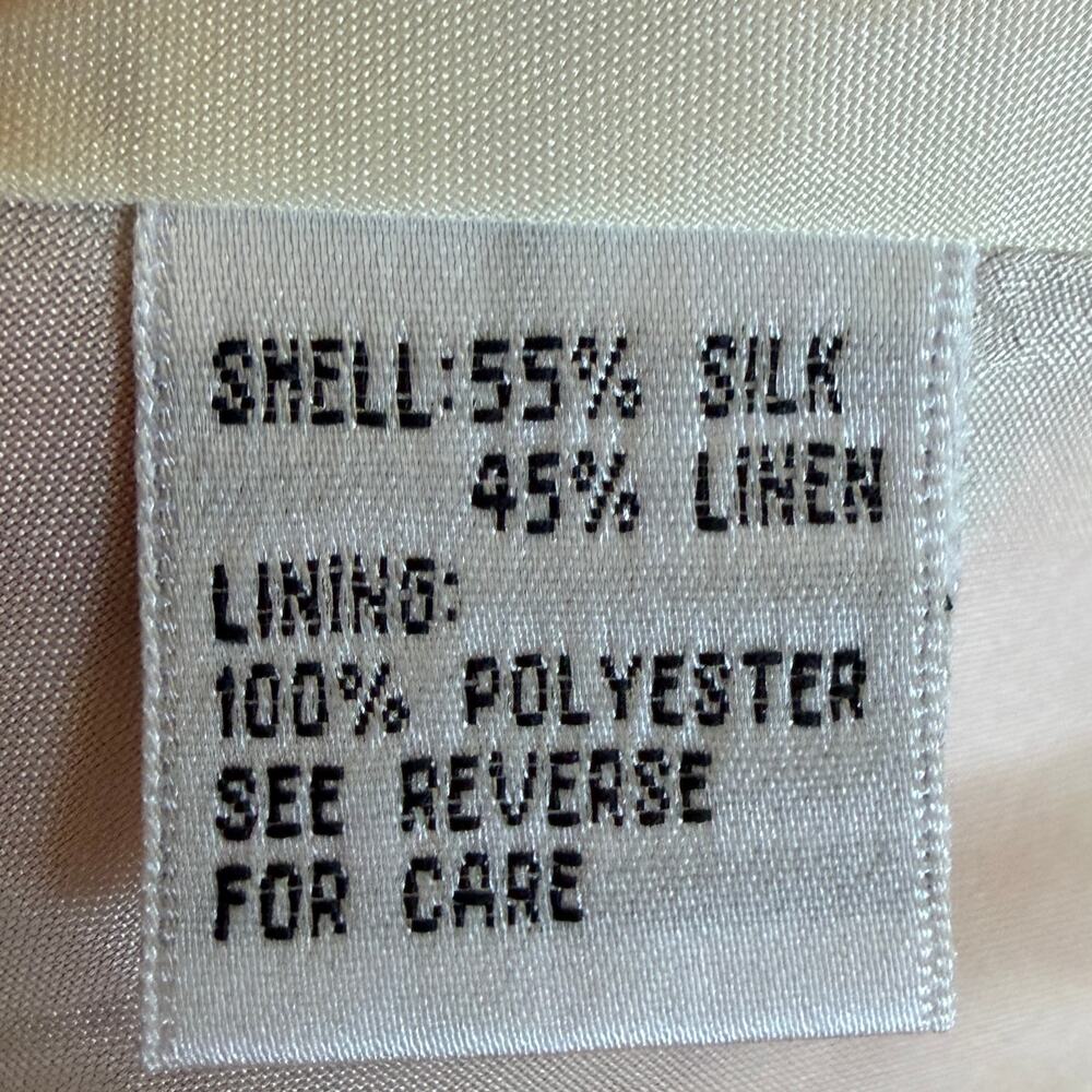VTG Talbots Silk Linen Maxi Skirt Floral Boho Resort Cream 90s Bias Cut Sz 12 - Picture 9 of 10